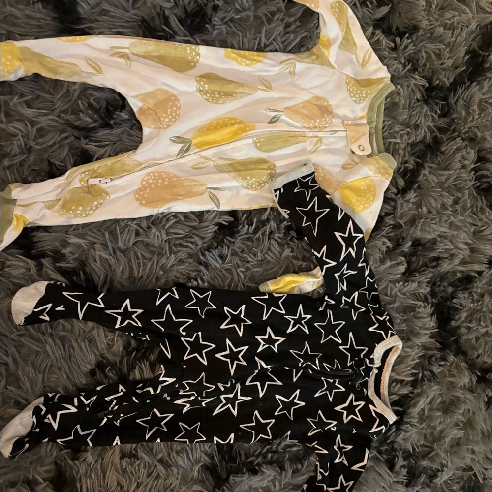 8-Pack Baby Footed Sleepers - Pear Print Yellow & Black Star, assorted colors
